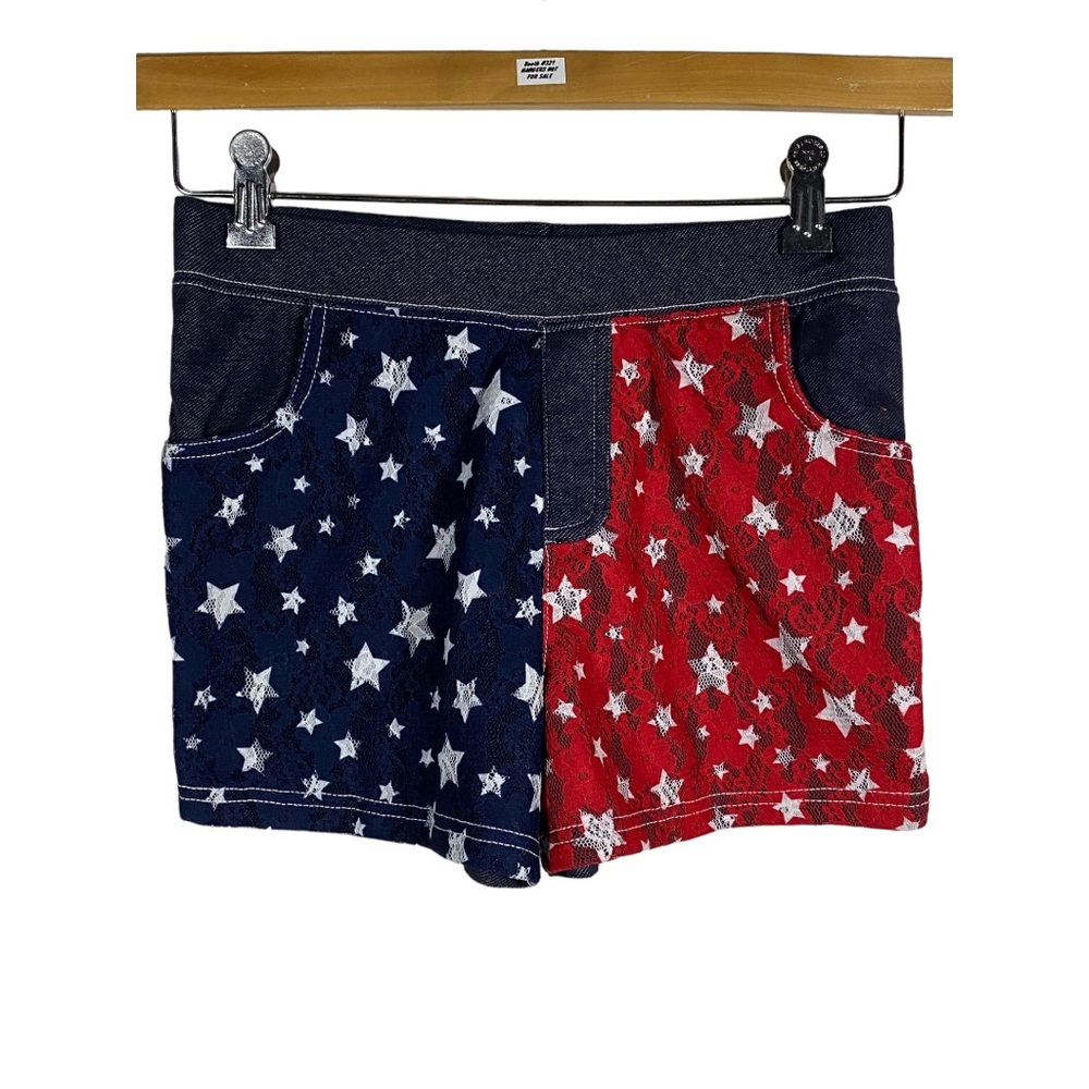 365 Kids by Garanimals Girls' Lace Knit Denim Patriotic Shorts